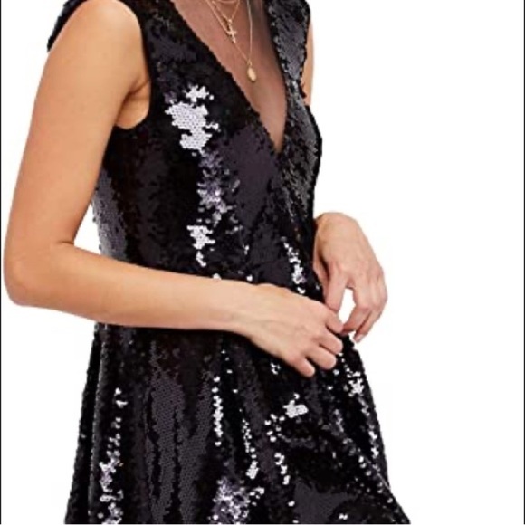 Free People dark grey/Black sequins dress size medium - Picture 8 of 9